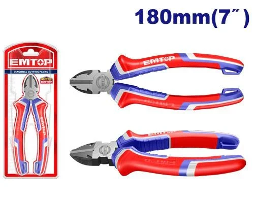EMTOP 7 Inch 180mm Diagonal Cutting Pliers EPLRD0711 Rust Resistant Polished Finish Comfortable Two Color Grip Durable Wire Cutter Hand Tool Accessory EMTOP 7 Inch 180mm Diagonal Cutting Pliers EPLRD0711 Rust Resistant Polished Finish Comfortable Two Color Grip Durable Wire Cutter Hand Tool Accessory