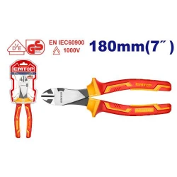EMTOP Insulated Heavy-Duty Diagonal Cutting Pliers 7"/180mm Black EPLRHD0731