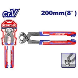 EMTOP 8 Inch 200mm Carpenter Pliers EPLRCP0821 Durable Cr V Steel Black Plastic Handle Carpentry Nippers Nail Pulling Wire Cutting Hand Tool Accessory