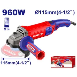 EMTOP EAGR09683 960W Angle Grinder 115mm High Speed Power Tool for Cutting and Grinding with Auxiliary Handle Ideal for DIY and Professionals