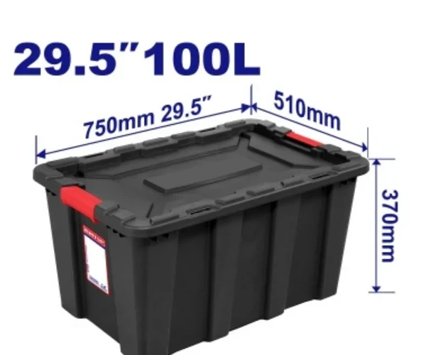 EMTOP 100L Plastic Storage Box Black EMTB331B - Emtop