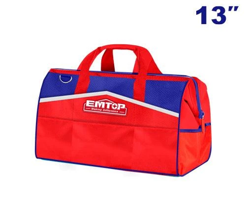 EMTOP ETBG18131 13 Inch Tool Bag Durable 1680D Polyester Construction with Rigid Frame 12 External Pockets and 12kg Capacity Ideal for Everyday Carry and Hand Tools - Emtop