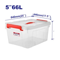 EMTOP EMTB2370 66L Clear Plastic Storage Box Heavy Duty Polypropylene Construction with Secure Protective Lid and Integrated Handle Ideal for Home Office and Workshop Organization