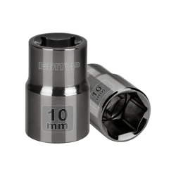 EMTOP 10mm 1/2 Inch Drive Hexagonal Socket Premium Alloy Steel Construction Corrosion Resistant Black Nickel Finish Ideal for Automotive Repairs and Industrial Applications