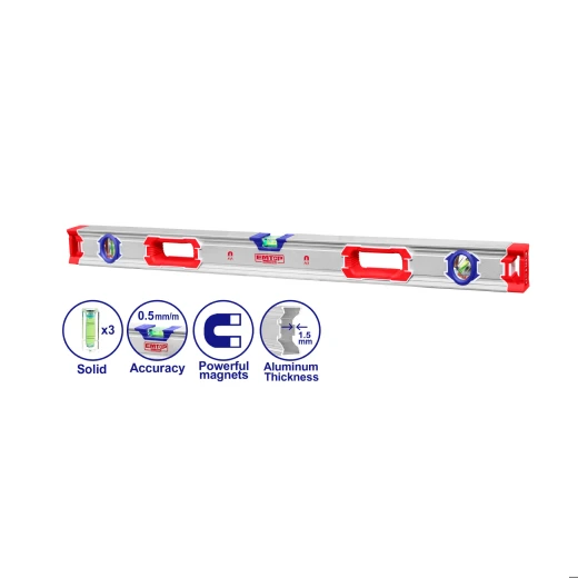 EMTOP ESLL38001 80cm Heavy Duty Magnetic Aluminum Spirit Level Durable Aluminum Body Construction with Strong Magnetic Base and High Precision Vials for Industrial Use EMTOP ESLL38001 80cm Heavy Duty Magnetic Aluminum Spirit Level Durable Aluminum Body Construction with Strong Magnetic Base and High Precision Vials for Industrial Use