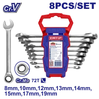 إمتوب طقم مفاتيح ربط بسقاطة 8 قطع Cr-Mo 8-19 مم ECSS10802