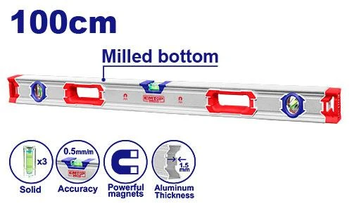 EMTOP ESLL310001 100cm Magnetic Heavy Duty Spirit Level - Emtop