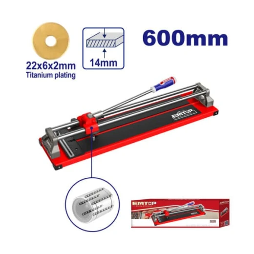 EMTOP ETCR6004 600mm Tile Cutter with 14mm Max Cutting Thickness and 22x6x2mm Blade EMTOP ETCR6004 600mm Tile Cutter with 14mm Max Cutting Thickness and 22x6x2mm Blade