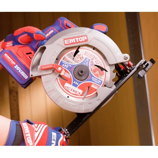 EMTOP 20V Cordless Brushless Circular Saw 185mm with 5.0Ah Battery – Powerful Durable Cutting Tool for Wood and Panels, Ideal for Carpentry, Assembly, Workshop, Maintenance & Professional Applications - Emtop - Image 2