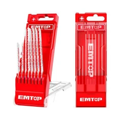 EMTOP EJSBT111C 5-Piece Jig Saw Blade Set for Wood, 74mm, 8TPI – Cr-V Milled Blades for Precise Wood Cutting, Ideal for Carpentry, Assembly, Workshop, Repair & Maintenance Applica