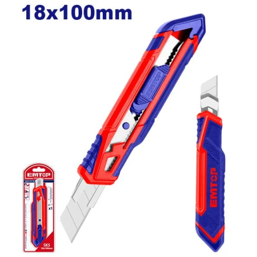 EMTOP ESNK18102 18mm x 100mm Snap-off Blade Knife with 1 pc SK5 Blade EMTOP ESNK18102 18mm x 100mm Snap-off Blade Knife with 1 pc SK5 Blade