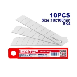 EMTOP 18mm SK4 Steel Utility Knife Blades 10-Pack ESKB1801 - Heavy Duty Replacement Blades for Precise DIY & Packaging Cutting