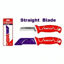 EMTOP EEKE12101 200mm Cable Stripping Knife 3CR14 Steel Straight Blade with Sheath for Electricians