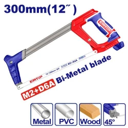 EMTOP 12" Industrial Hacksaw EHFE3004 Aluminum+ABS+TPR Soft Grip Handle, Quick-Release Blade Tensioning, Multi-Material Cutting Frame