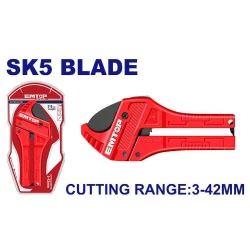 EMTOP EPCR4201 215mm PVC Pipe Cutter with Durable SK5 Steel Blade, Cuts up to 42mm with Auto-Open Function, Ideal for Plumbers & DIY