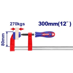EMTOP ECLPF08101 80x300mm F Clamp with Ergonomic Plastic Handle & 270KG Max Clamping Force, Heavy-Duty for Woodworking & DIY Projects