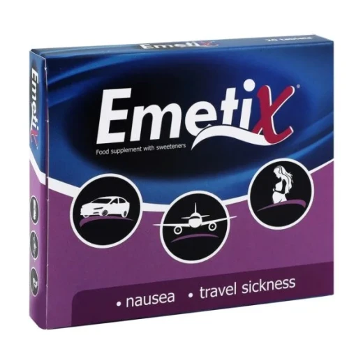 Emetix Nausea & Travel Sickness Relief 20 Tablets | Natural Formula with Ginger & Vitamin B6 to Soothe Upset Stomach On The Go Emetix Nausea & Travel Sickness Relief 20 Tablets | Natural Formula with Ginger & Vitamin B6 to Soothe Upset Stomach On The Go
