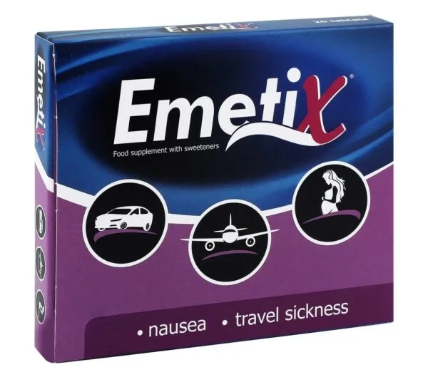 Emetix Nausea & Travel Sickness Relief 20 Tablets | Natural Formula with Ginger & Vitamin B6 to Soothe Upset Stomach On The Go
