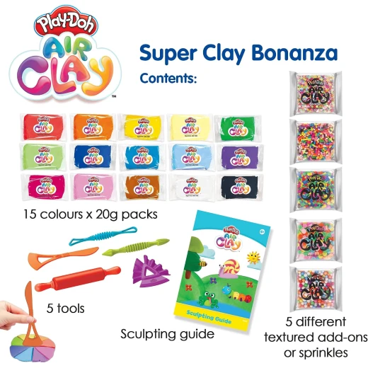 Play-Doh 09157 Air Sculpting Set Super Clay Bonanza, Multicolor – Creative Modeling Clay Set for Kids, One Size, Item Weight 500g, Dimensions 21.5 × 12.3 × 4.5cm, Suitable for Ages 4+ Play-Doh 09157 Air Sculpting Set Super Clay Bonanza, Multicolor – Creative Modeling Clay Set for Kids, One Size, Item Weight 500g, Dimensions 21.5 × 12.3 × 4.5cm, Suitable for Ages 4+