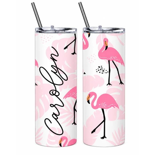 Custom Pink Flamingo Sublimation Tumbler 20oz, Personalized Stainless Steel Travel Mug with Name & Straw, Insulated Cup for Hot & Cold Drinks Custom Pink Flamingo Sublimation Tumbler 20oz, Personalized Stainless Steel Travel Mug with Name & Straw, Insulated Cup for Hot & Cold Drinks