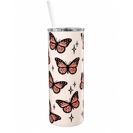 Custom Monarch Butterfly Sublimation Tumbler 20oz, Personalized Stainless Steel Travel Mug with Name & Straw, Insulated Cup for Hot & Cold Drinks Custom Monarch Butterfly Sublimation Tumbler 20oz, Personalized Stainless Steel Travel Mug with Name & Straw, Insulated Cup for Hot & Cold Drinks