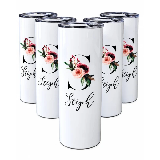 Custom Floral Monogram Sublimation Tumbler 20oz, Personalized Thermal Mug with Initial & Name, Insulated Travel Cup Ideal for Bridesmaids & Gifts Custom Floral Monogram Sublimation Tumbler 20oz, Personalized Thermal Mug with Initial & Name, Insulated Travel Cup Ideal for Bridesmaids & Gifts