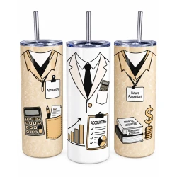 Custom Sublimation Accountant Tumbler 20oz, Personalized Thermal Travel Mug with Name & Design, Hot/Cold Insulated Cup Ideal for Graduation Gift