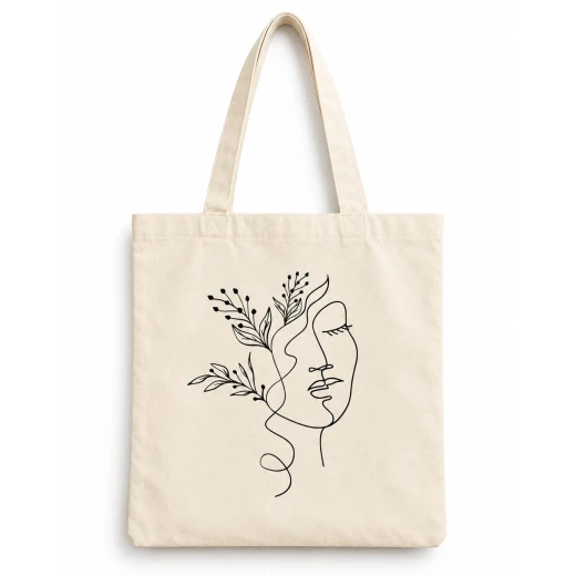 Custom Printed Minimalist Line Art Canvas Tote Bag 38x38cm, Off-White Botanical Woman Face Shoulder Bag, Durable Reusable Shopping & Campus Tote Custom Printed Minimalist Line Art Canvas Tote Bag 38x38cm, Off-White Botanical Woman Face Shoulder Bag, Durable Reusable Shopping & Campus Tote