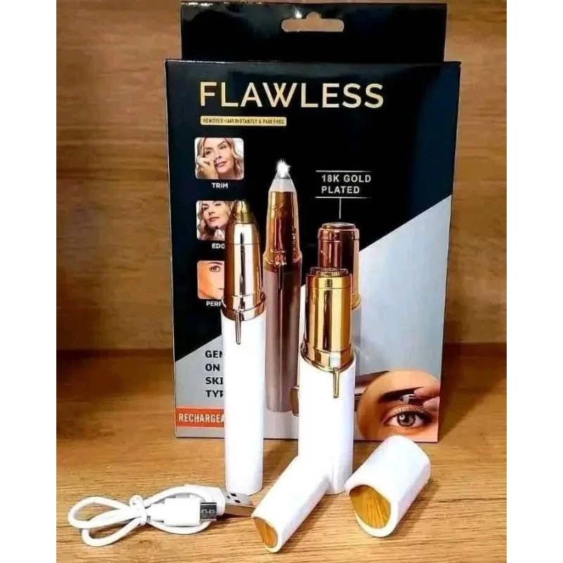 Flawless Eyebrow Hair Remover for Men & Women, USB Rechargeable Facial Hair Removal Device for Eyebrows, Chin, Cheeks and Upper Lip - Flawless