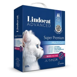 Lindocat Advanced Super Premium Multicat Cat Litter Unscented 10 Liters Natural White Bentonite Extra Strong Clumping