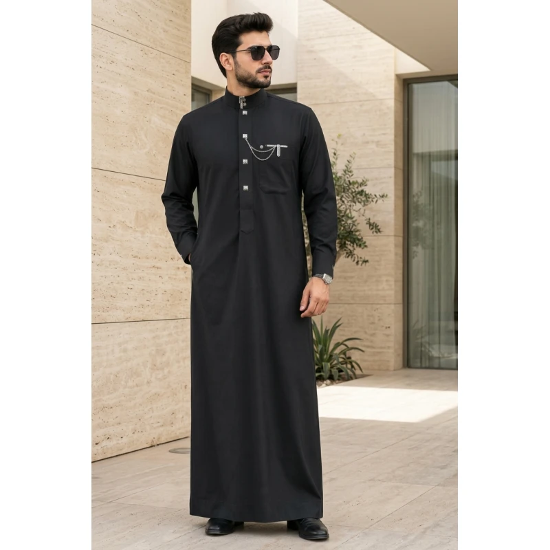 Men’s Traditional Dishdasha, 56-Inch Length, Classic Elegant Design for Everyday Wear, Family Gatherings and Special Occasions - Bara’a Handmade