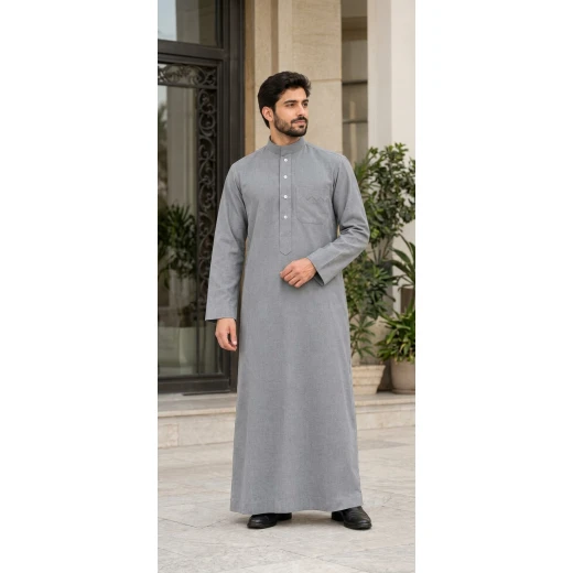 Men’s Traditional Grey Dishdasha, 56-Inch Length, Classic Elegant Design for Everyday Wear, Family Gatherings and Special Occasions 170–174 cm Men’s Traditional Grey Dishdasha, 56-Inch Length, Classic Elegant Design for Everyday Wear, Family Gatherings and Special Occasions 170–174 cm