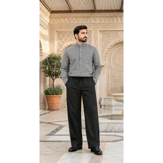 Men’s Black Pants Size L, Large Fit Trousers for Heights 170–180 cm and Weights 75–85 kg, Practical Everyday Wear