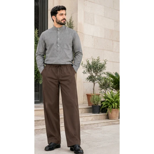 Men’s Brown Pants Size L, Large Fit Trousers for Heights 170–180 cm and Weights 75–85 kg, Practical Everyday Wear