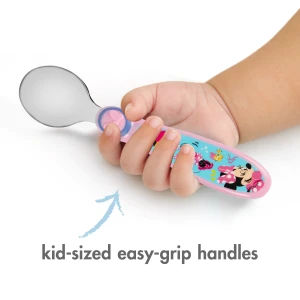 The First Years Disney Minnie Mouse Kids Cutlery Set, 3-Piece Children's Feeding Utensils, Safe BPA-Free Materials, Toddler Spoon and Fork Set for Everyday Meals - Disney - Image 2