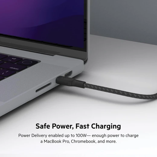 Belkin Braided USB-C to USB-C Cable, 100W, 3m, Black, Fast Charging and Data Transfer for Compatible Devices, Model CAB014bt3M - Belkin - Image 6