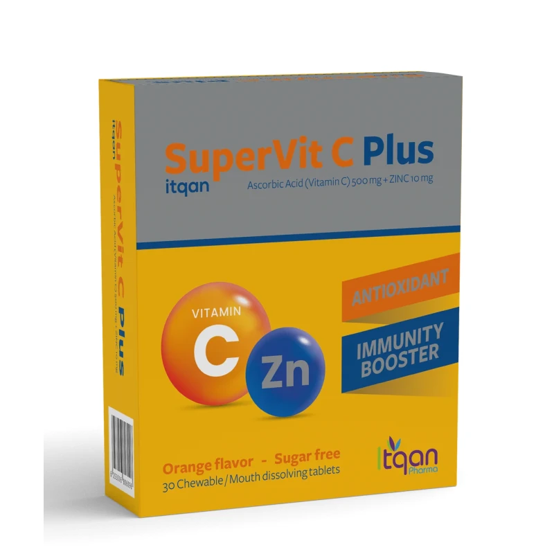 ITQAN Super Vit C Plus 10 Chewable Tablets Premium Vitamin C Supplement with Zinc for Advanced Immune Support Energy Booster and Daily Wellness - BT PHARMA