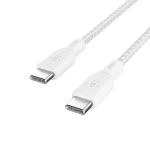 Belkin USB-C to USB-C Cable, 100W Power Delivery, 3m, White, Double-Braided Nylon, USB-IF Certified, Fast Charging and Data Transfer for iPhone 16, 15, iPad, MacBook, Galaxy and Pixel - Belkin