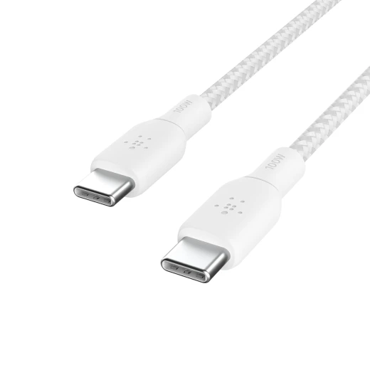 Belkin USB-C to USB-C Cable, 100W Power Delivery, 3m, White, Double-Braided Nylon, USB-IF Certified, Fast Charging and Data Transfer for iPhone 16, 15, iPad, MacBook, Galaxy and Pixel Belkin USB-C to USB-C Cable, 100W Power Delivery, 3m, White, Double-Braided Nylon, USB-IF Certified, Fast Charging and Data Transfer for iPhone 16, 15, iPad, MacBook, Galaxy and Pixel