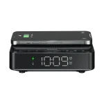 ساعة راديو رقمية ايوا CR-30BK بشحن لاسلكي 5 واط، إضاءة ليلية، إنذار مزدوج، شاشة LED ومنفذ USB - أسود - ايوا