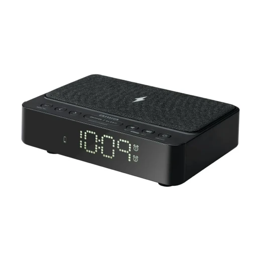 ساعة راديو رقمية ايوا CR-30BK بشحن لاسلكي 5 واط، إضاءة ليلية، إنذار مزدوج، شاشة LED ومنفذ USB - أسود - ايوا - Image 5
