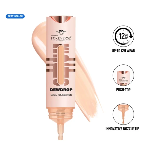 فاونديشن سيروم ديو دروب المرطب من فوريفر 52 بدرجة SRF003، كريم أساس بتركيبة سيروم مرطبة يساعد على توحيد مظهر لون البشرة ومنحها إطلالة ناعمة ومشرقة، مناسب للمكياج اليومي للحصول على مظهر طبيعي ومتناسق - Image 2