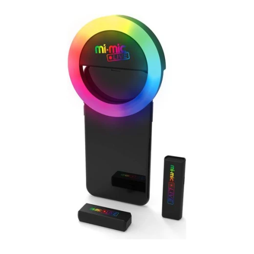Mi-Mic Live Vlogging Kit with Wireless Microphone and Ring Light Selfie Light, Compatible with iPhone and Android Smartphones, Black, Ideal for Vlogging, Live Streaming, Video Recording and Content Creation H 3.5 × W 8.5 × D 8.5 cm - Mi-Mic - Image 2