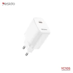 يسيدو YC105 شاحن USB-C بقوة 20 واط مع قابس أوروبي أبيض - يسيدو