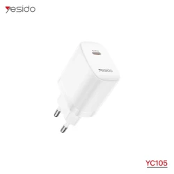 يسيدو YC105 شاحن USB-C بقوة 20 واط مع قابس أوروبي أبيض