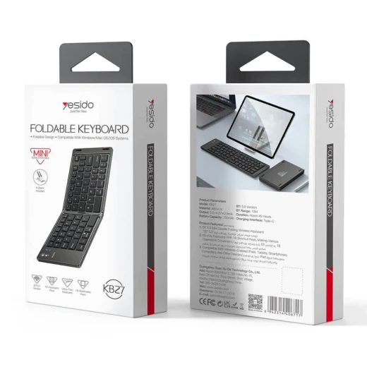 YESIDO KB27 Ultra-Slim Mini Bluetooth Keyboard, Two-Fold Portable Design, Seamless Wireless Connectivity, Multi-OS Compatibility with Windows, macOS and iOS, Ideal for Travel and Everyday Use - Yesido - Image 8