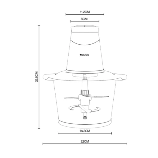 YESIDO EC28 Mini Electric Food Chopper, 400W Powerful Motor, 2-Speed Settings, Stainless Steel Blades, Compact Food Processor for Chopping Vegetables, Fruits, Meat and Nuts Quickly and Easily - Yesido - Image 2