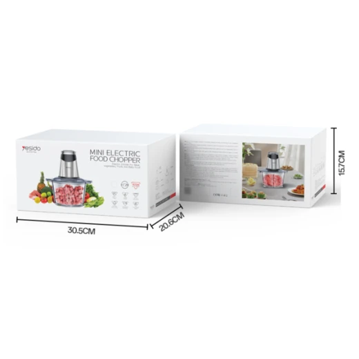 YESIDO EC28 Mini Electric Food Chopper, 400W Powerful Motor, 2-Speed Settings, Stainless Steel Blades, Compact Food Processor for Chopping Vegetables, Fruits, Meat and Nuts Quickly and Easily - Yesido - Image 3