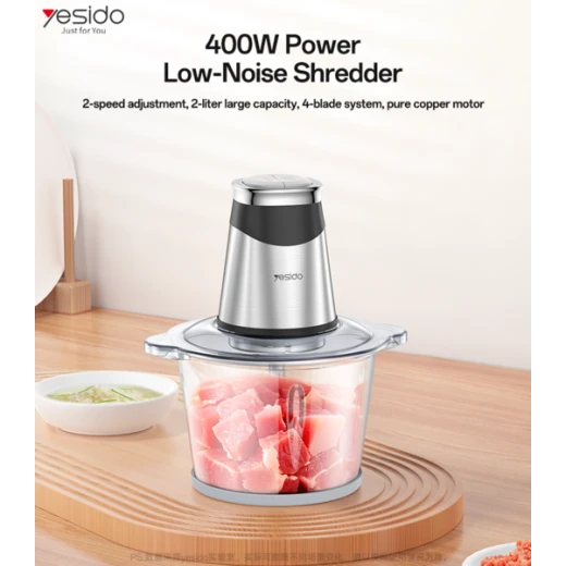 YESIDO EC28 Mini Electric Food Chopper, 400W Powerful Motor, 2-Speed Settings, Stainless Steel Blades, Compact Food Processor for Chopping Vegetables, Fruits, Meat and Nuts Quickly and Easily - Yesido - Image 8