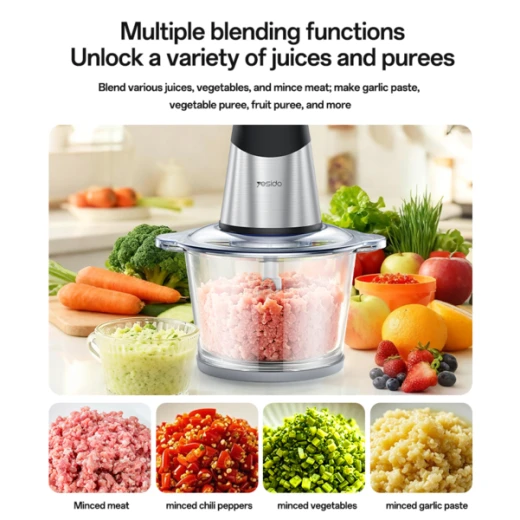YESIDO EC28 Mini Electric Food Chopper, 400W Powerful Motor, 2-Speed Settings, Stainless Steel Blades, Compact Food Processor for Chopping Vegetables, Fruits, Meat and Nuts Quickly and Easily - Yesido - Image 9